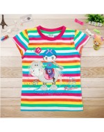 Sweet Rainbow T-shirt with Embroidery and Yarn Dyed Stripes